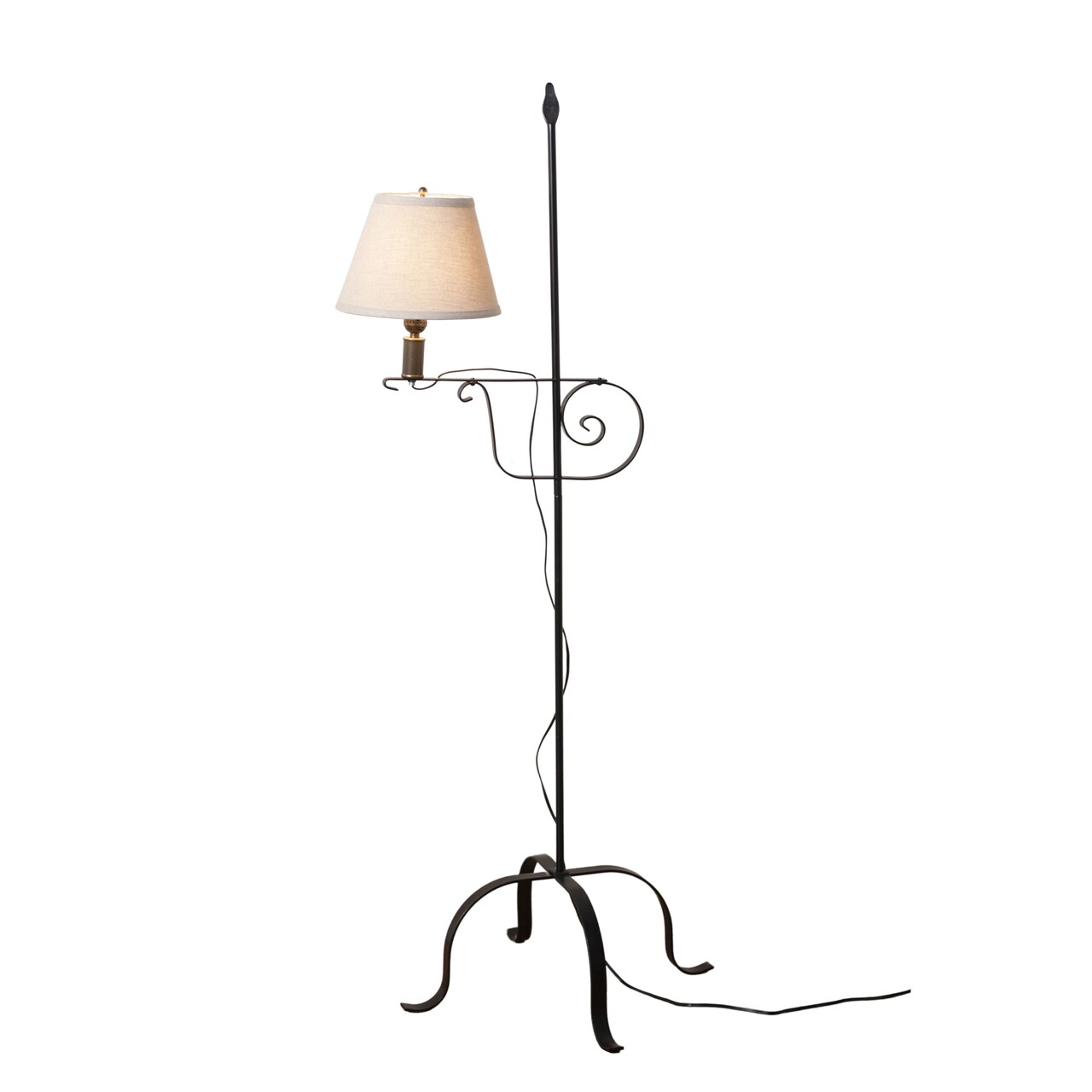 Adjustable Wrought Iron Floor Lamp 57in Dark Finish with Fabric Shade 3-Way